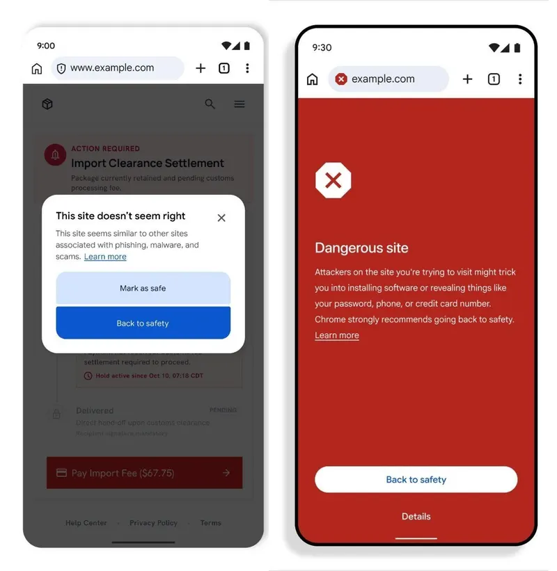 Попередження про підозрілі та небезпечні сайти в Chrome