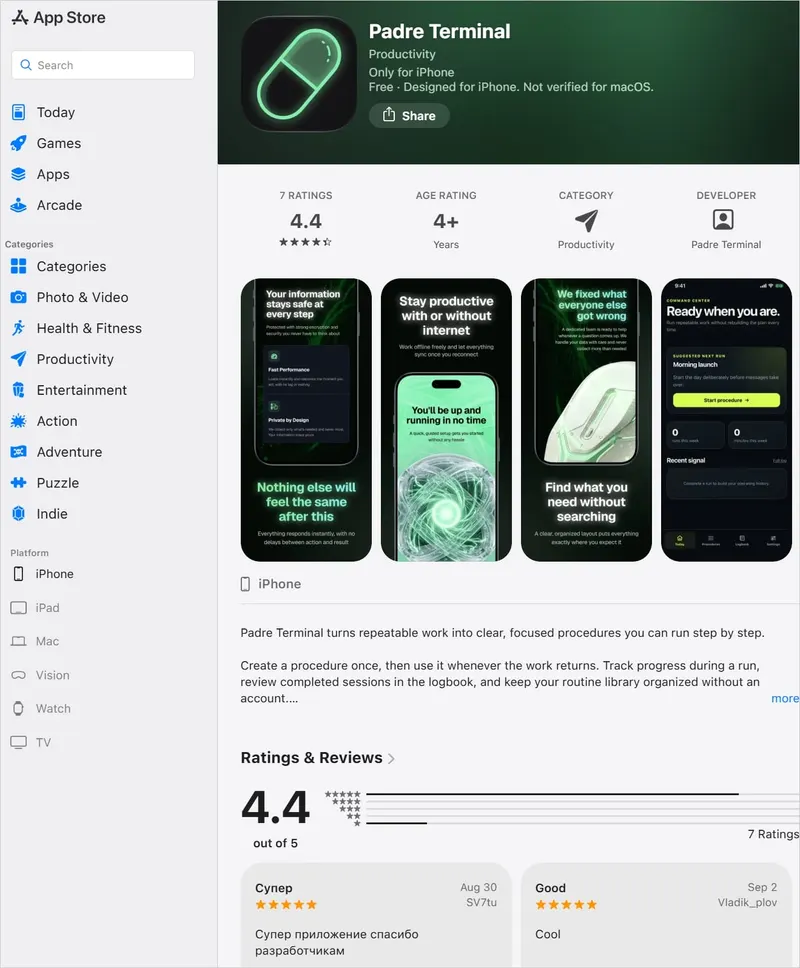Сторінка шахрайського застосунку в App Store